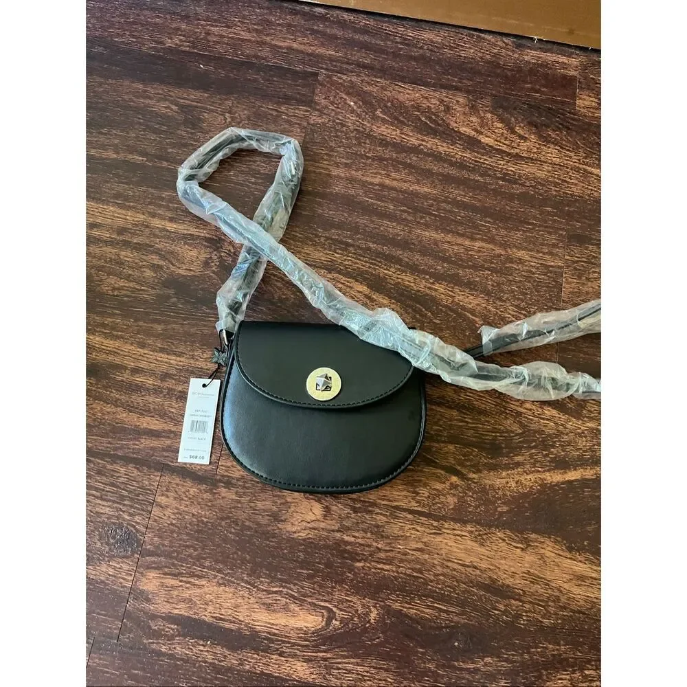 BCBGeneration Amelia Black Faux Leather Saddle Crossbody Bag - NWT